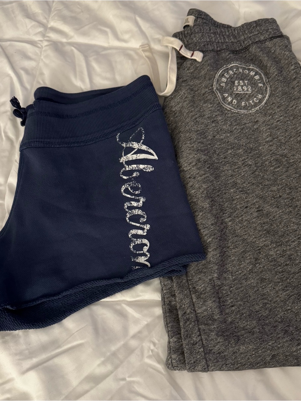 Y2K Abercrombie Women's Navy Shorts, and Gray jogger sweatpants bundle XS-S